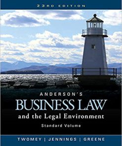 (eBook PDF) Anderson's Business Law and the Legal Environment Standard Volume 23rd Edition