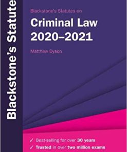 (eBook PDF) Blackstone's Statutes on Criminal Law 2020-2021 (Blackstone's Statute Series) Thirtieth edition