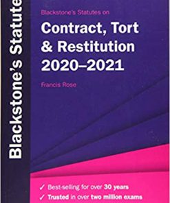 (eBook PDF) Blackstone's Statutes on Contract, Tort & Restitution 2020-2021 (Blackstone's Statute Series) Thirty-first edition