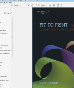 (Original PDF) Fit To Print The Canadian Student's Guide to Essay Writing 8th Canadian Edition