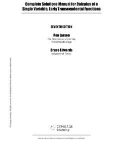 Complete Solutions Manual for Calculus of a Single Variable, Early Transcendental Functions 7th Edition Ron Larson - eBook PDF