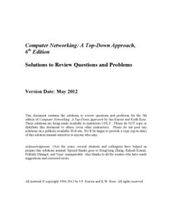 Computer Networking: A Top-Down Approach (Solutions to Review Questions and Problems) 6th ed. Edition Jim Kurose - eBook PDF