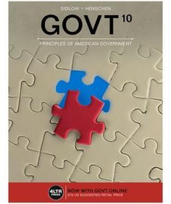 GOVT 10: Principles of American Government 10th Edition Edward I. Sidlow - eBook PDF