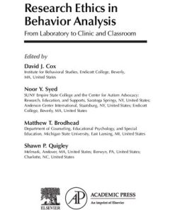 Research ethics in behavior analysis : from laboratory to clinic and classroom 1st edition - eBook PDF